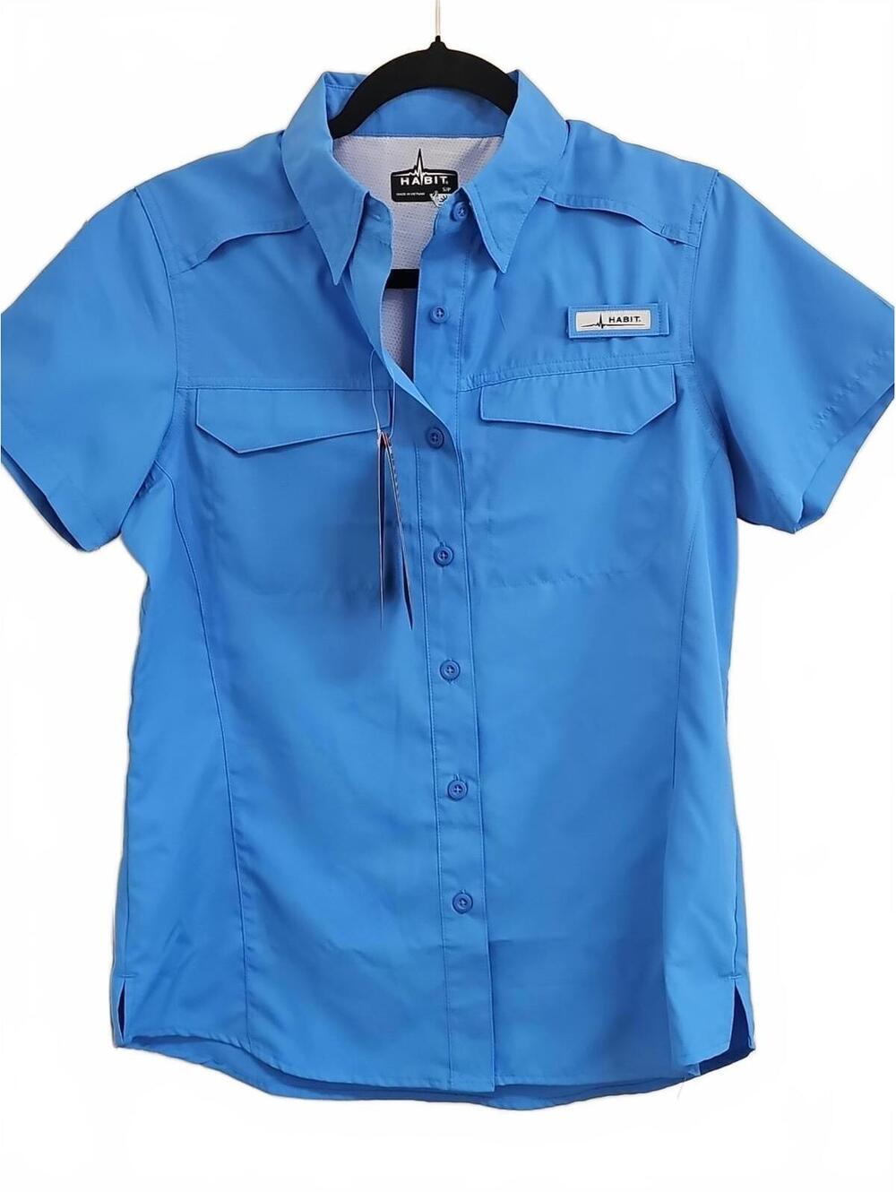 Habit Women's Westerlake Blue Short Sleeve Shirt UPF 40+ Size Small NWT